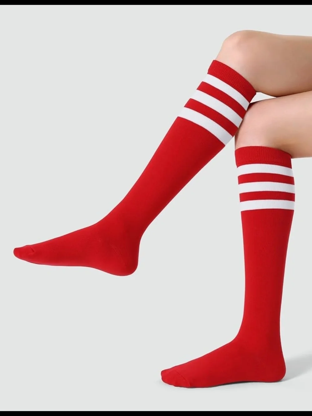 Women's Knee High Athletic Socks Stripe Tube Outdoor Sport Socks